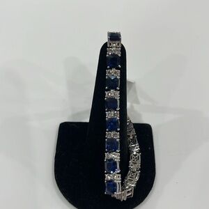 LAB SAPPHIRE BRACELET / WHITE SAPPHIRES 925 STERLING SILVER BRAND NEW APROX 8in